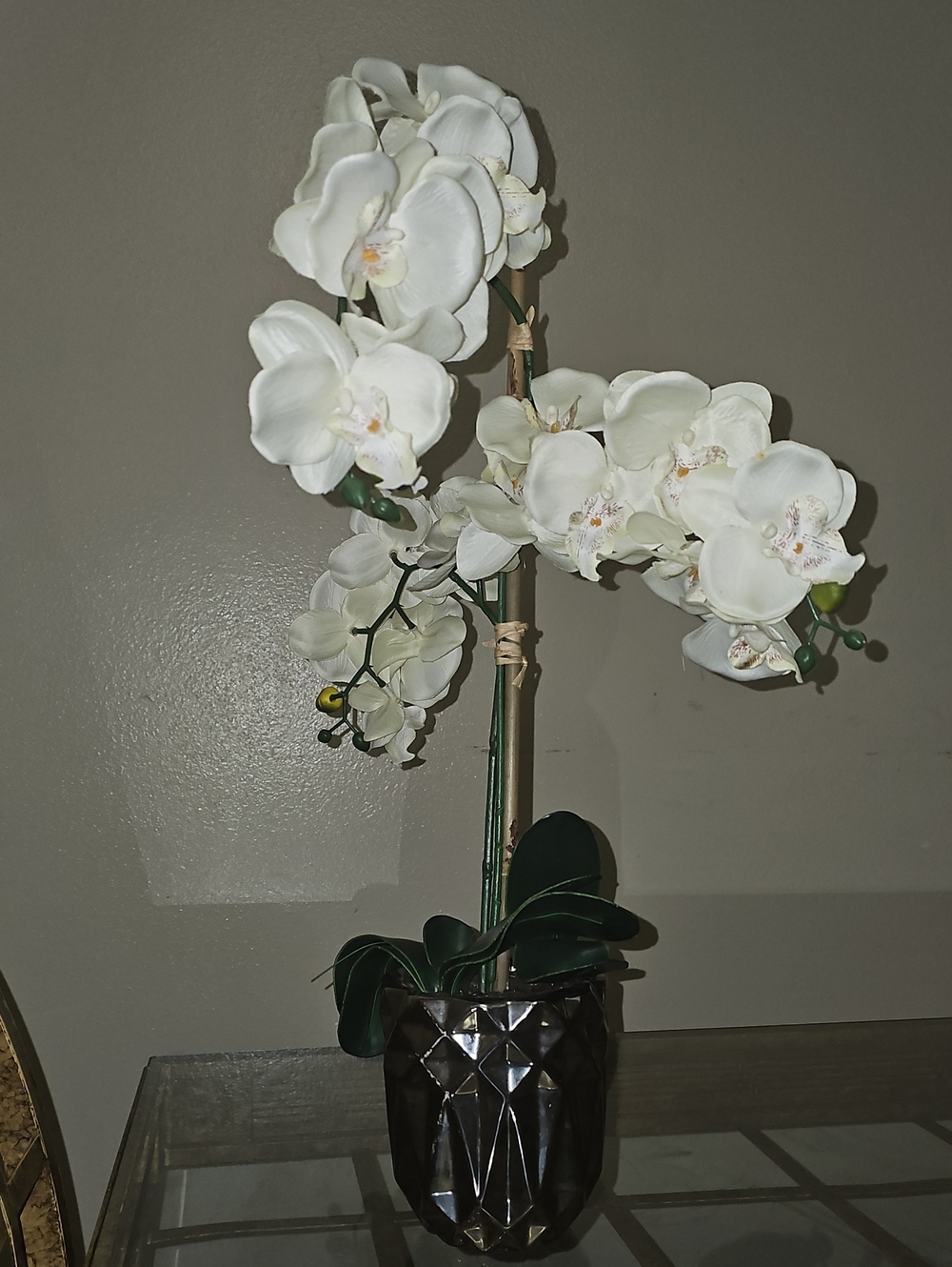 White Orchid Artificial Plant in Decorative Vase - Brand Unspecified